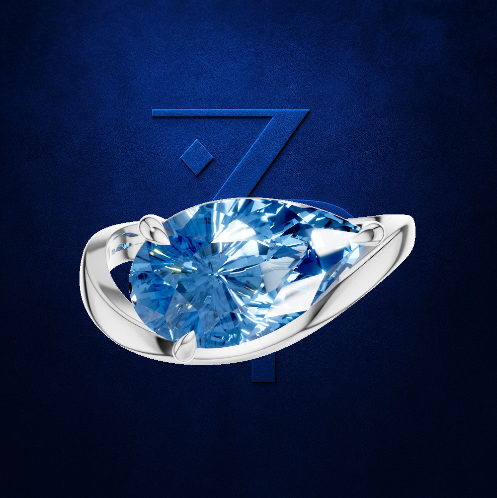 Pear Shaped Blue Diamond Bypass Ring for Women