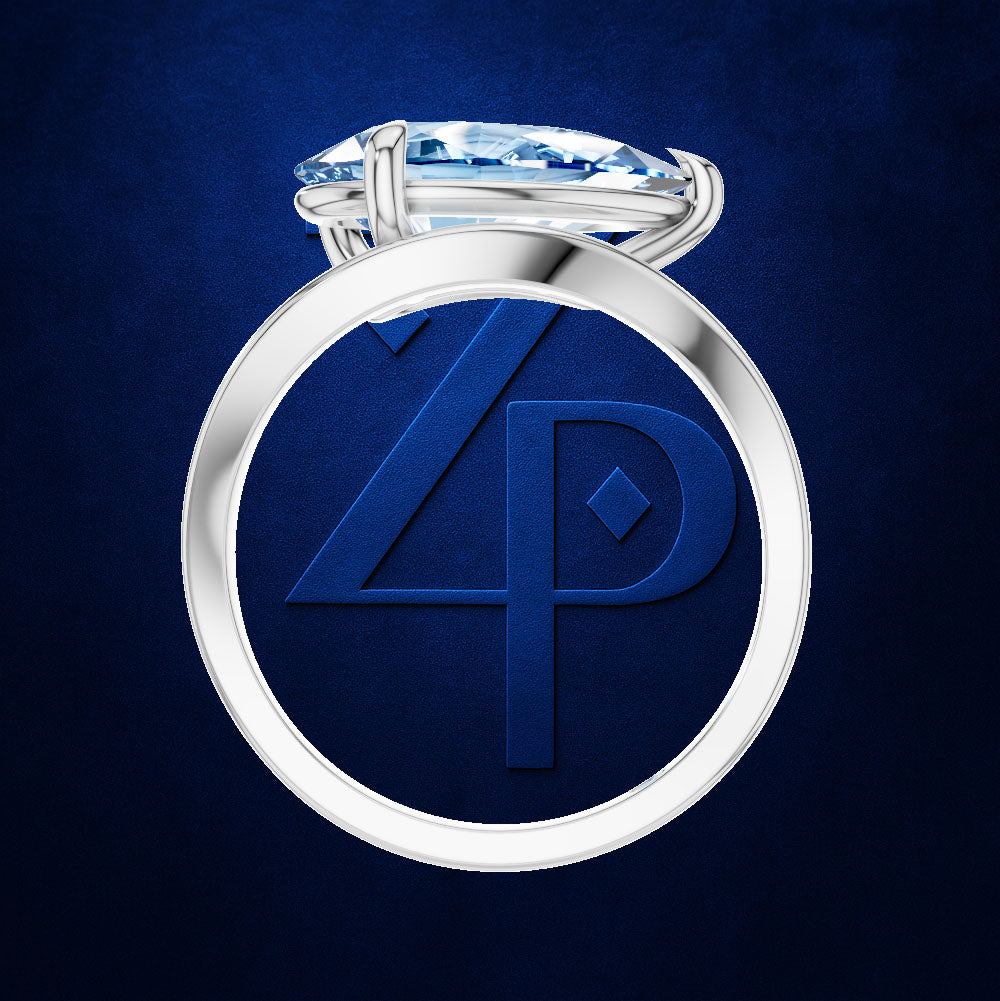Pear Shaped Blue Diamond Bypass Ring for Women