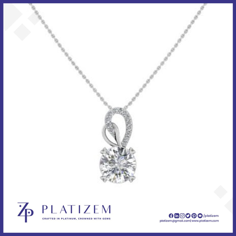 Round Diamond Solitaire Loop Pendant Necklace for Women