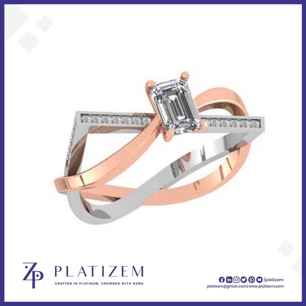 0.5 Carat Emerald Cut Diamond Bow Ring for Women