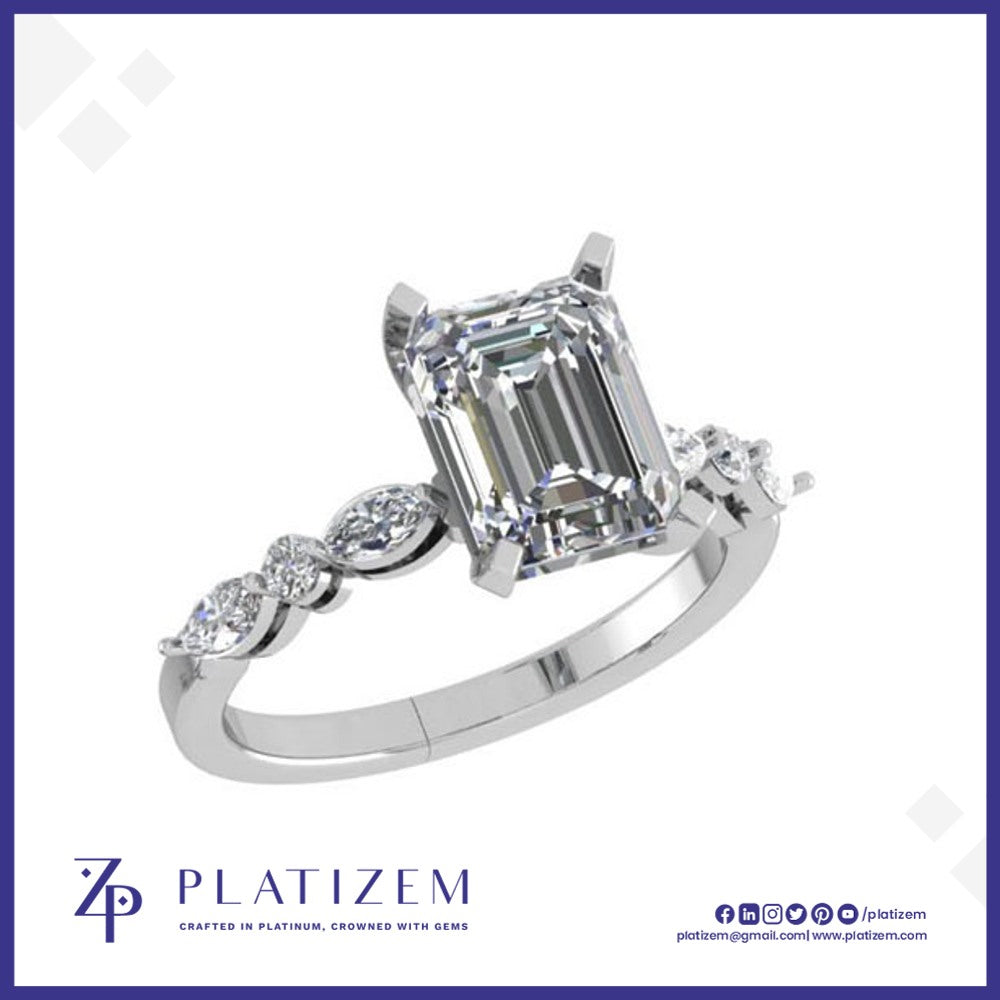 Emerald Cut Ring with Graduating Side Stones