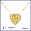 Heart Shaped Yellow Sapphire Halo Pendant Necklace for Women