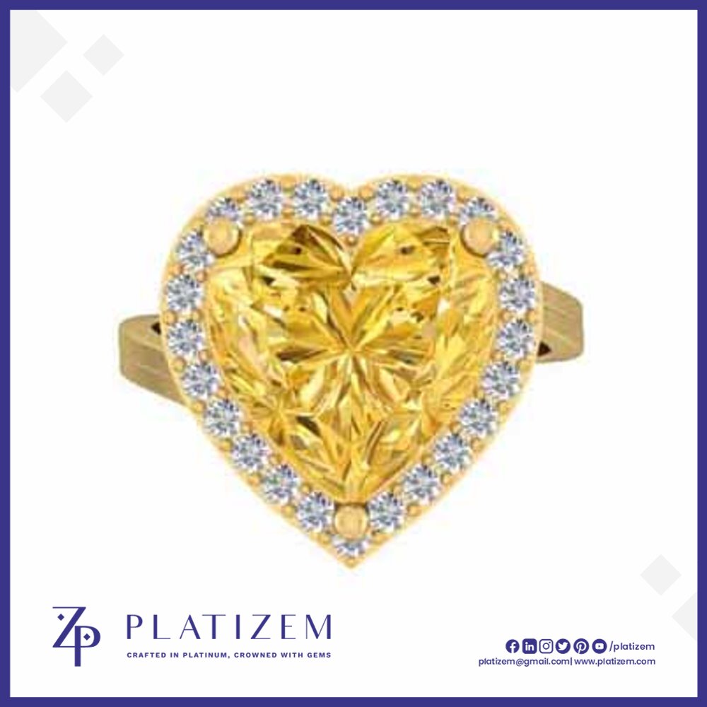 Heart Shaped Yellow Sapphire Halo Ring for Women