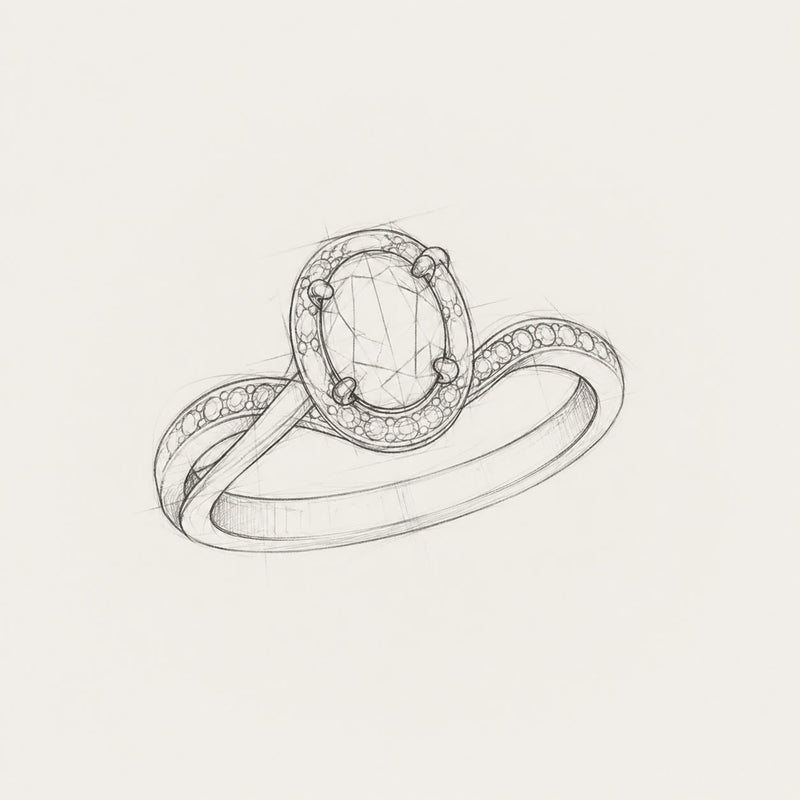 Sketch to Finished Ring - Before