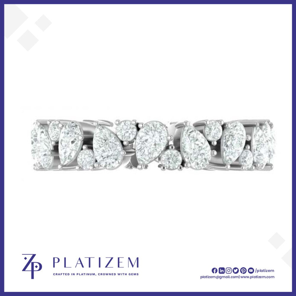 3 Carat Pear Diamond Alternating Cluster Eternity Band for Women