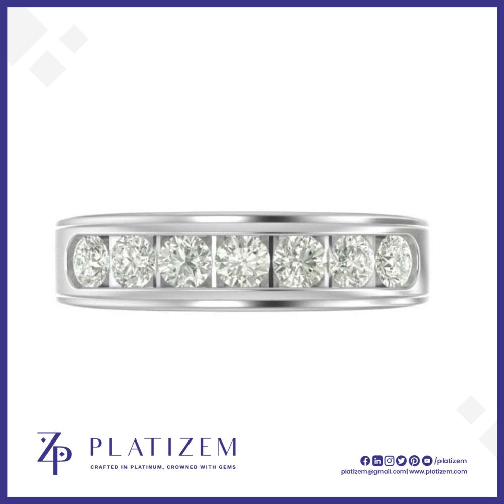 Round Diamond Channel Set Half Eternity Band for Women