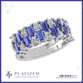 Blue Baguette Mosaic Diamond Ring for Women