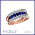 Blue Emerald Cut Channel Diamond Ring Band