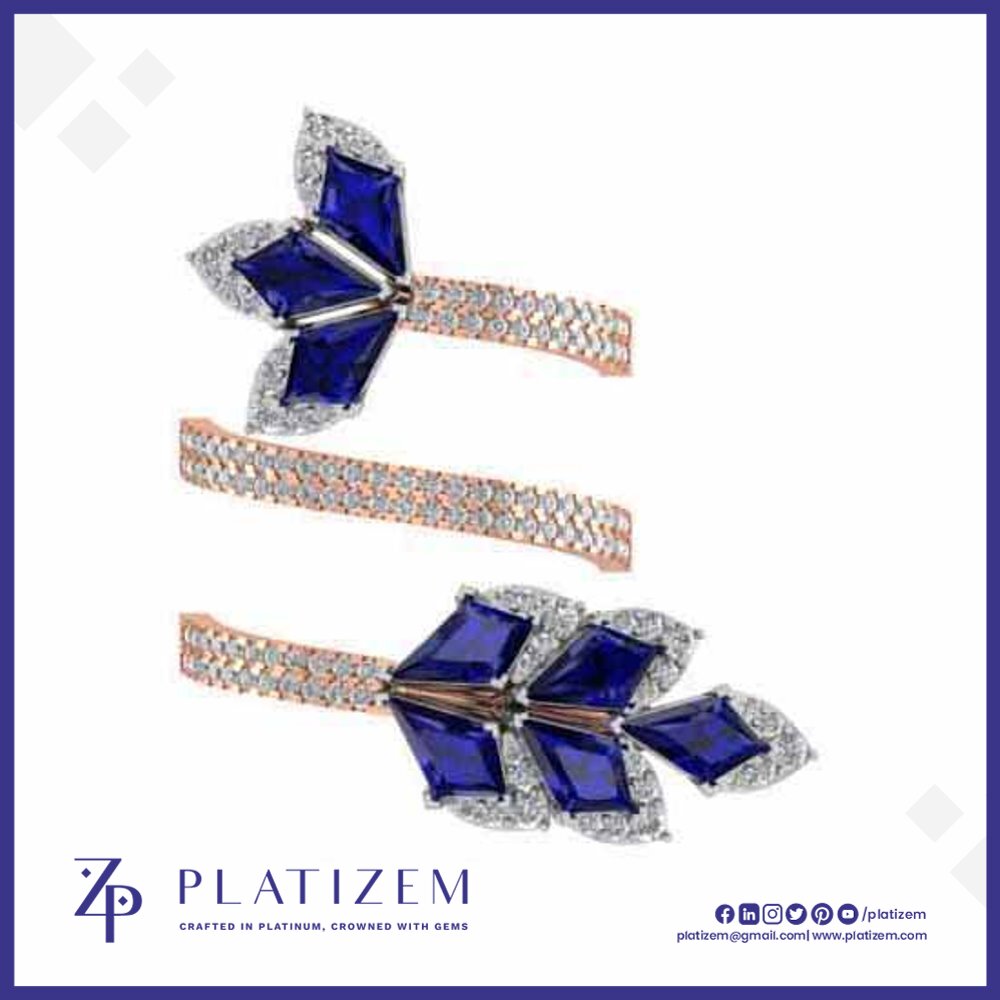 Blue Gemstone Butterfly Cluster Ring for Women