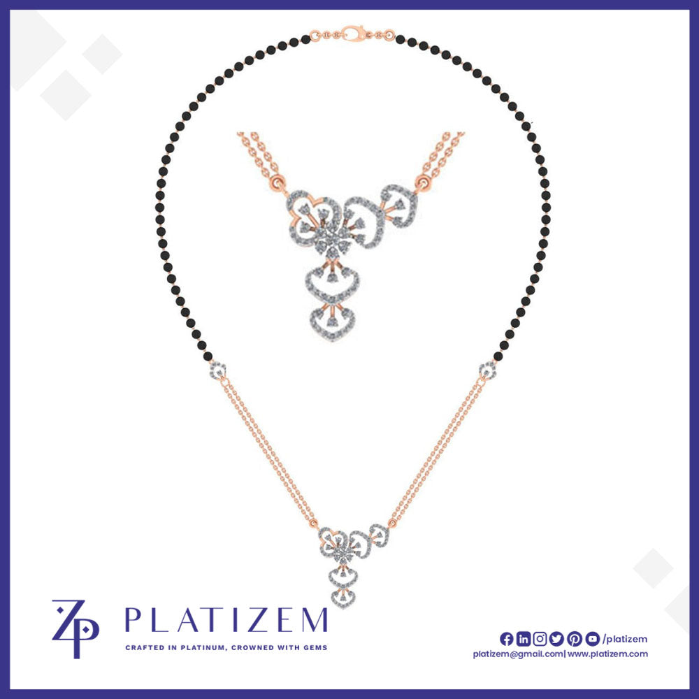 Ornate Floral Heart Mangalsutra Necklace Design