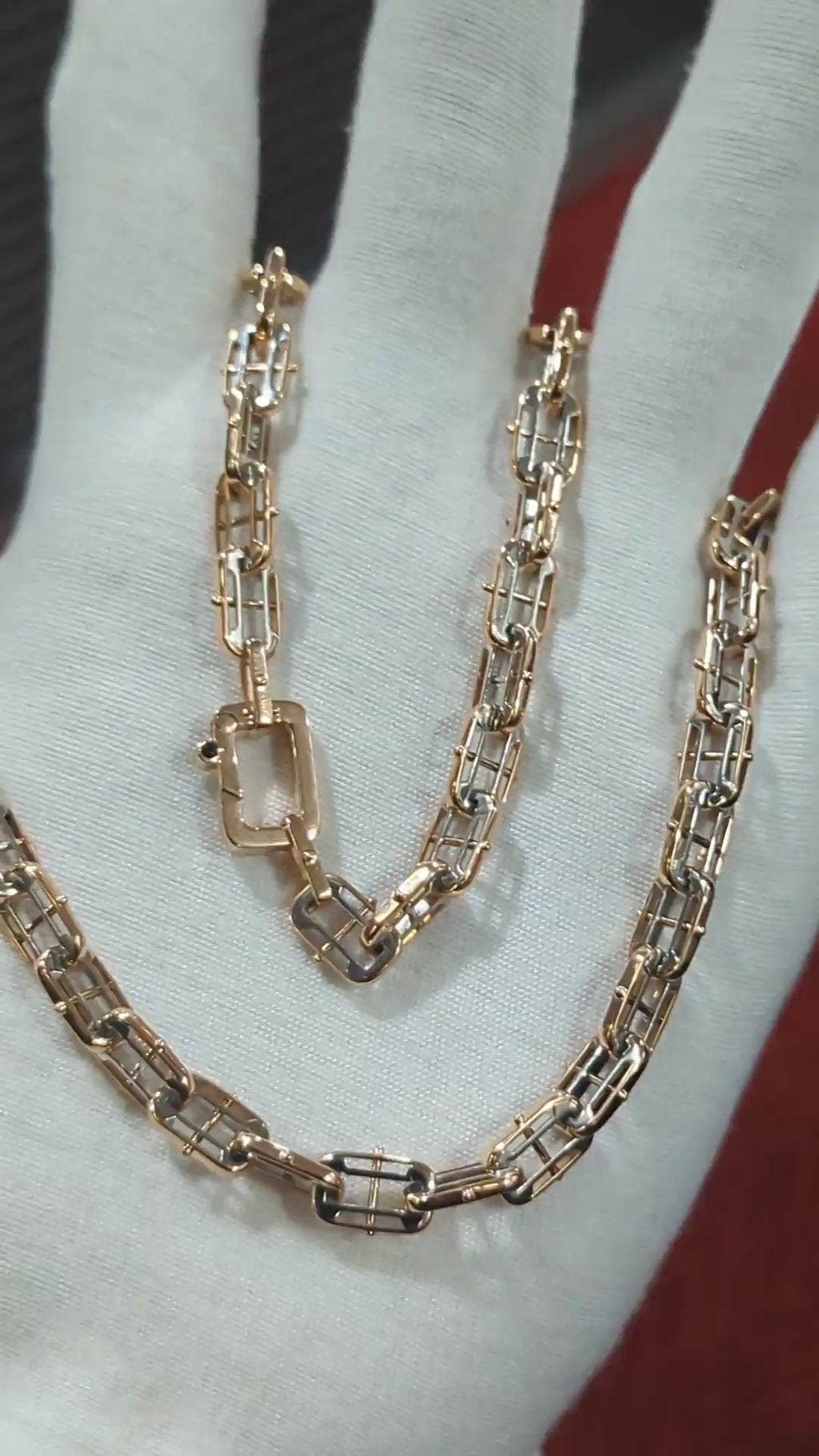 Bold Platinum Link Chain Necklace with Texture
