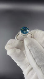 Fancy Blue Round Cut Lab Grown Diamond Engagement Ring