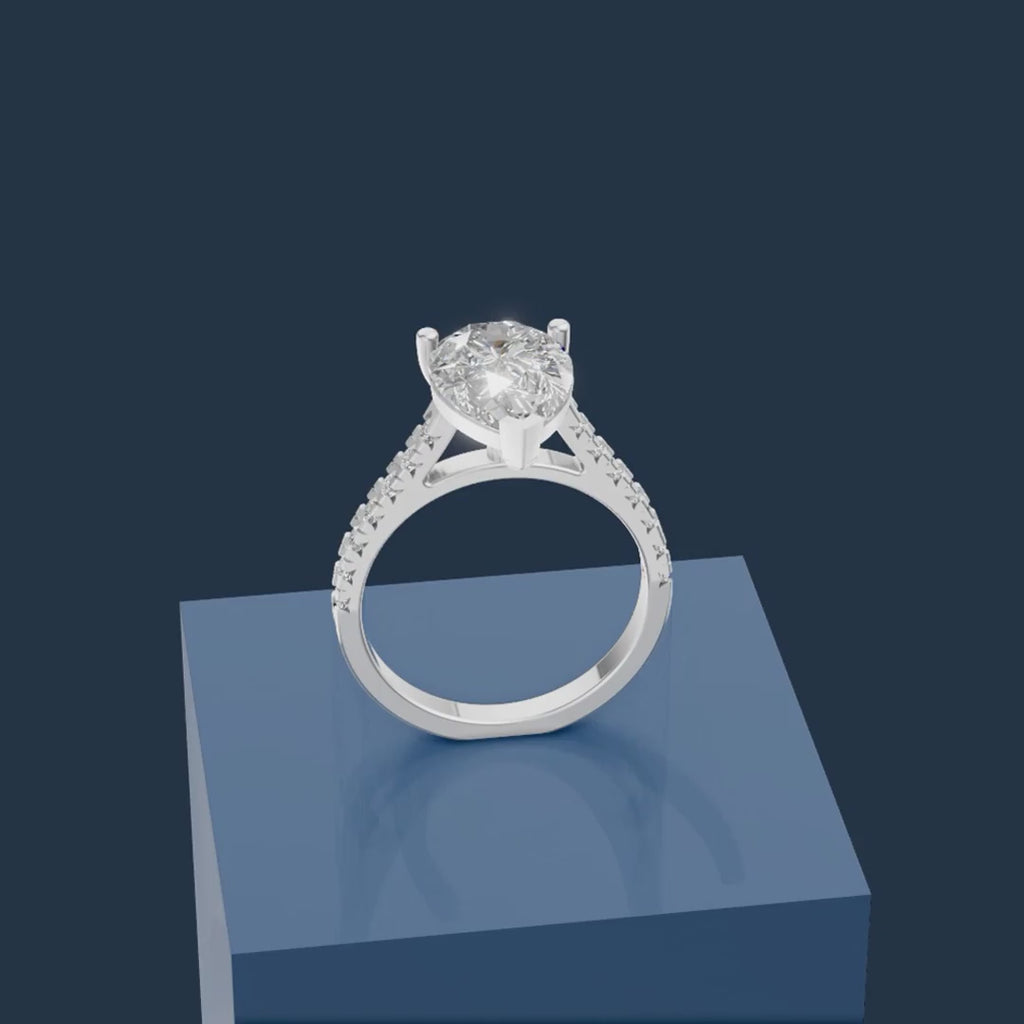 4 Carat Pear Shaped Laboratory Grown Diamond Ring