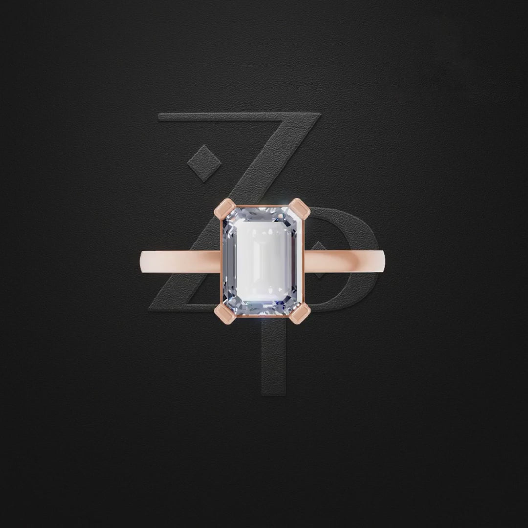 2 Ct Emerald Cut Laboratory Created Diamond Ring 18K Gold Luxury Ring