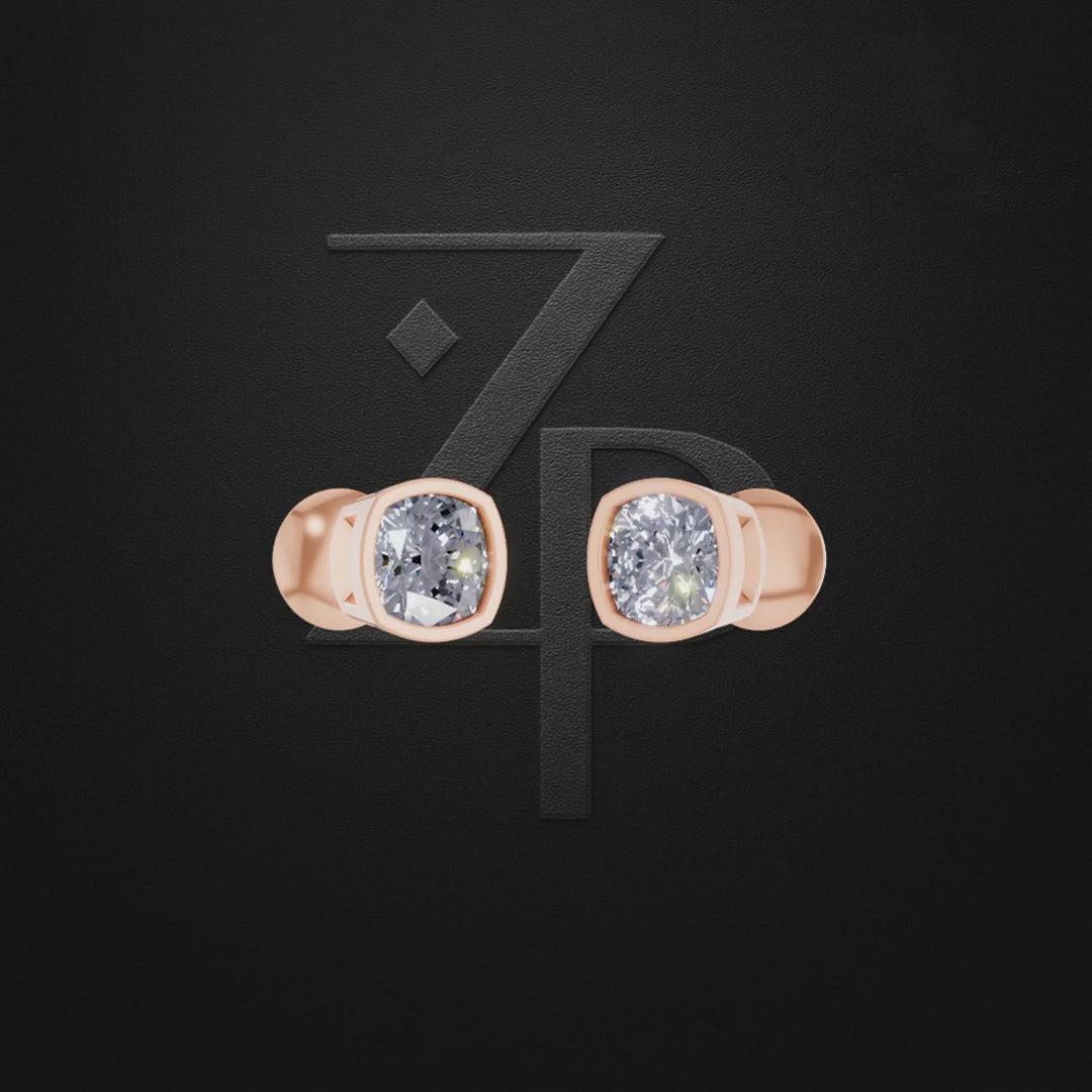 Bezel Set Laboratory Grown Diamond Stud Earrings Gold, Silver and Platinum Luxury