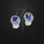 Blue Sapphire Laboratory Grown Diamond Earrings