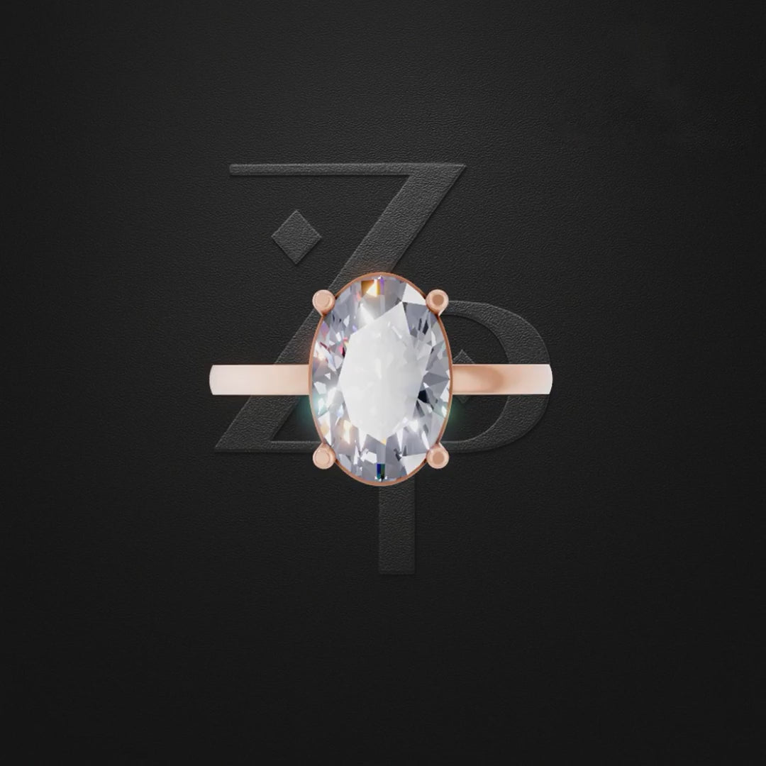 3 Carat Oval Solitaire Laboratory Grown Diamond Ring 18K Gold Luxury Ring