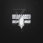 Vintage Inspired Marquise Cut Lab Diamond Bridal Ring Set
