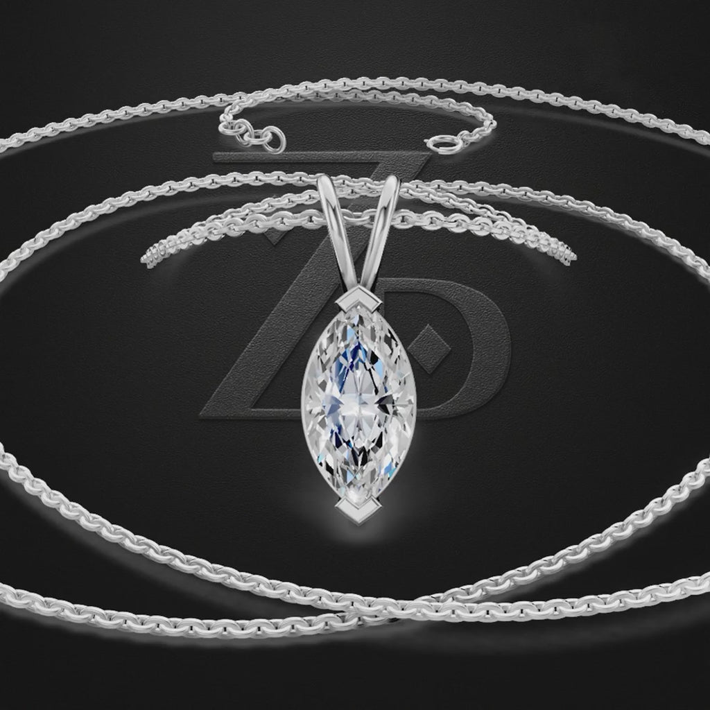 Marquise Cut Laboratory Grown Diamond Solitaire Pendant