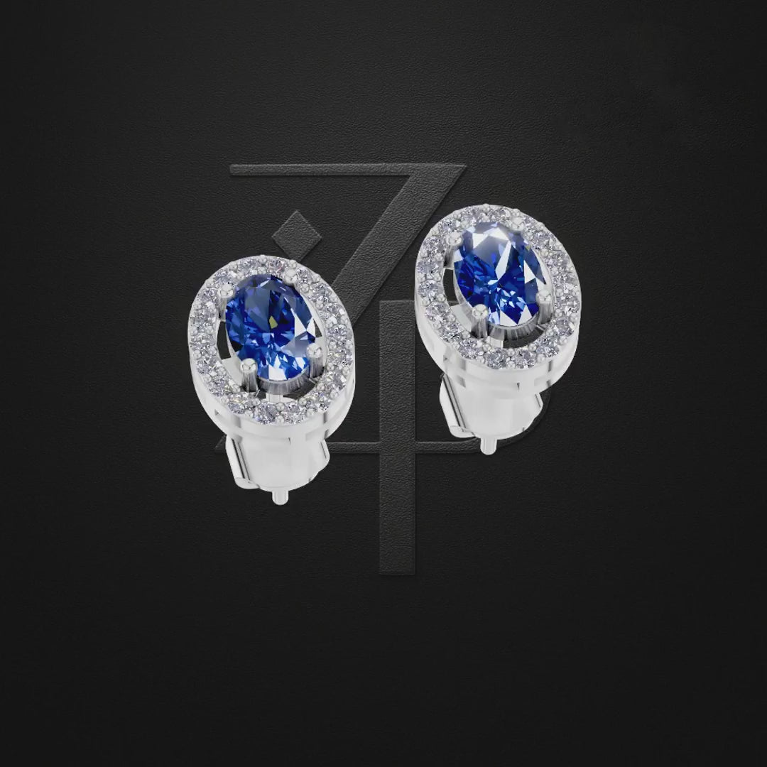 Sapphire And Laboratory Grown Diamond Earrings