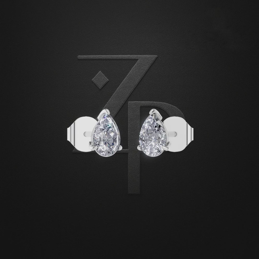 1 Carat Pear Shaped Laboratory Grown Diamond Earrings