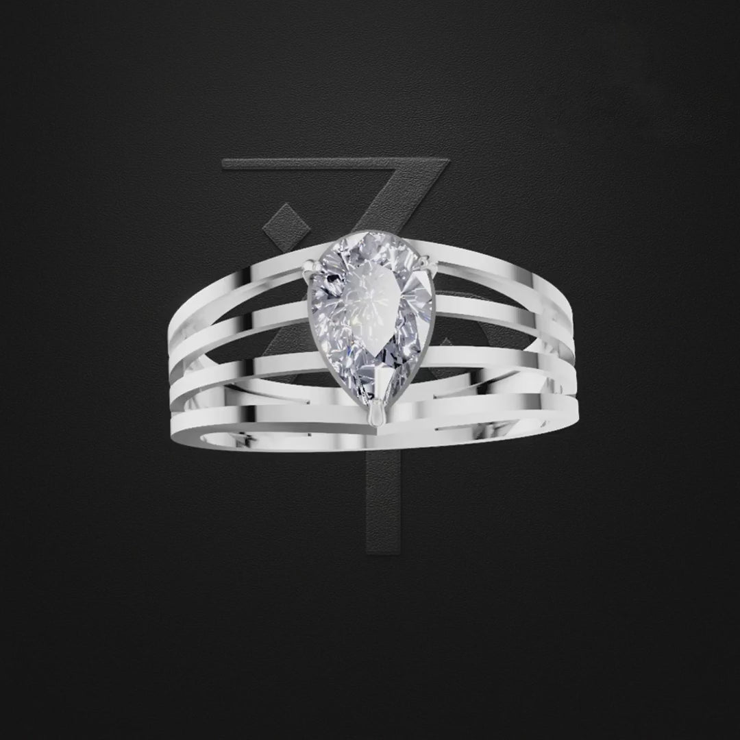 1 Carat Pear Shaped Laboratory Grown Diamond Ring