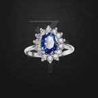 Sapphire And Laboratory Grown Diamond Halo Ring