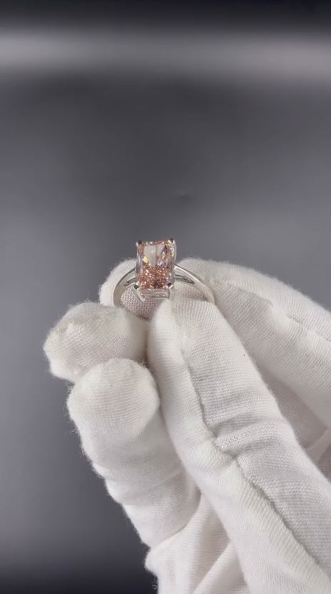 2.8 Ct Radiant Cut Fancy Vivid Pink Lab Grown Diamond Engagement Ring