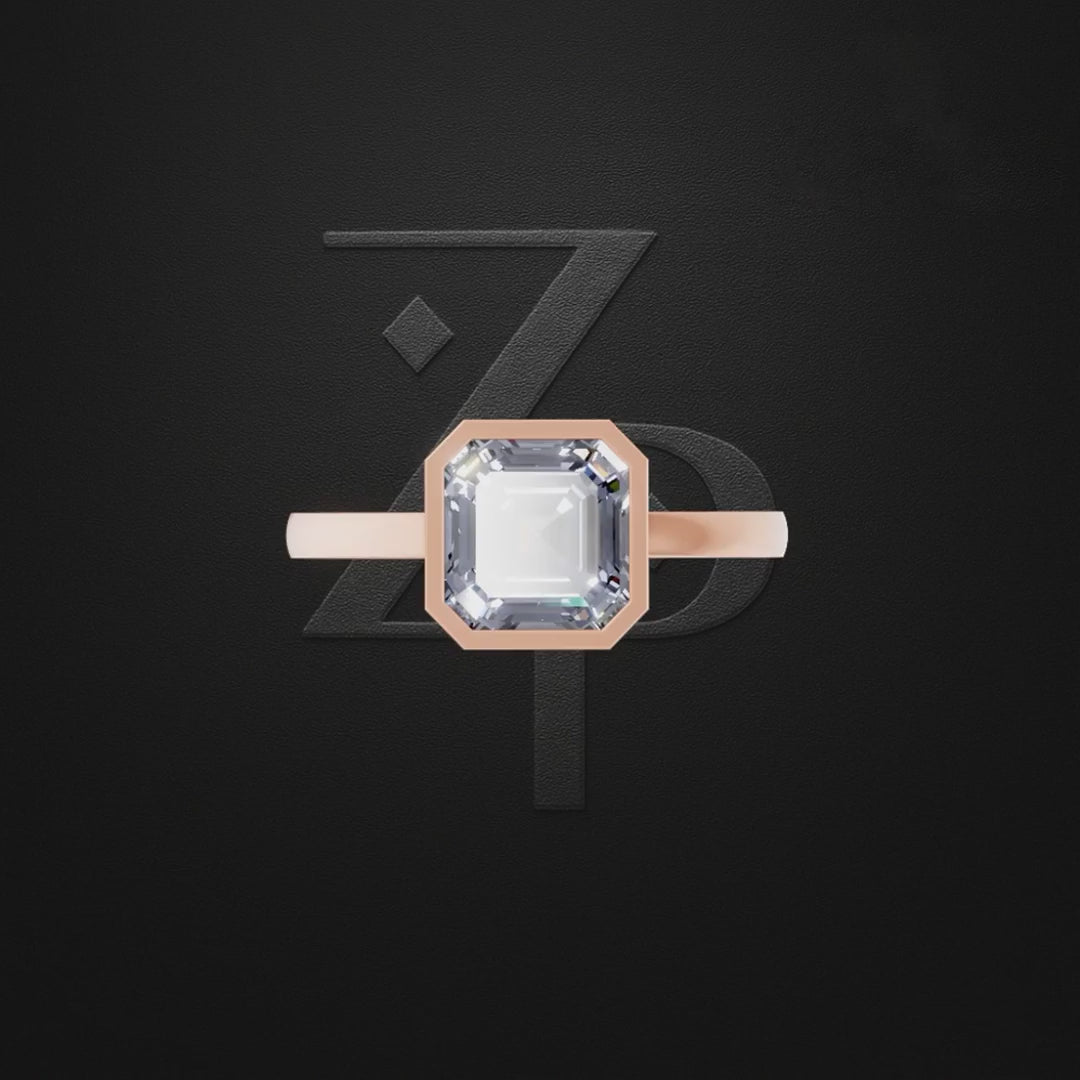 Emerald Cut Solitaire Laboratory Grown Diamond Ring Gold and Platinum Luxury