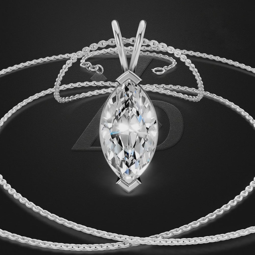Marquise Laboratory Grown Diamond Pendant Necklace 9kt Gold