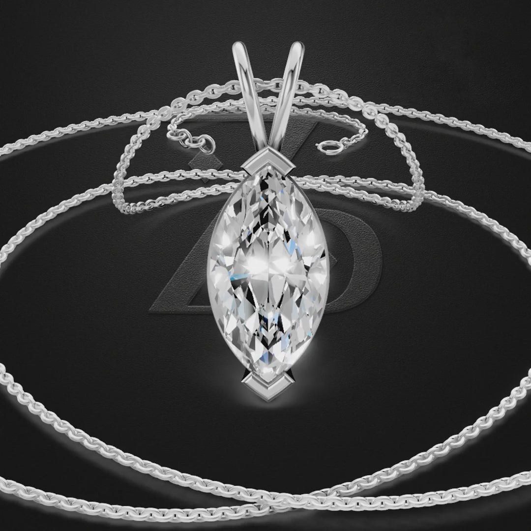 Marquise Laboratory Grown Diamond Pendant Necklace 9kt Gold