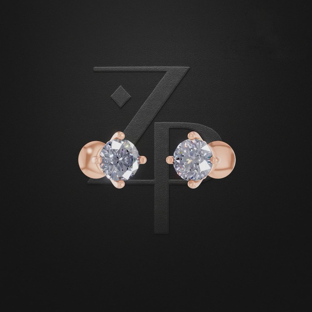 Round Cut Laboratory Grown Diamond Stud Earrings in Gold, Silver and Platinum Luxury