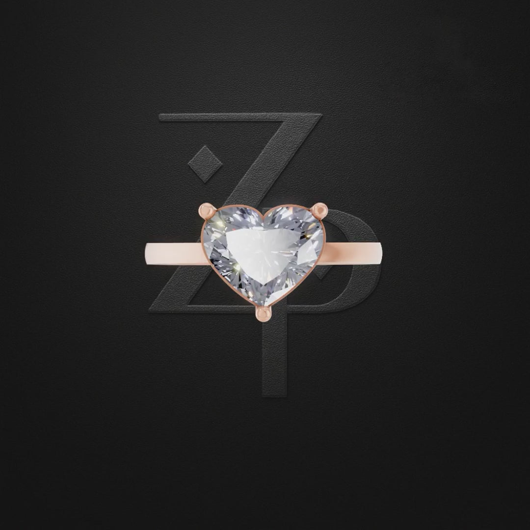 Heart Shaped Lab Grown Laboratory Grown Diamond Engagement Ring 18K Gold Luxury Ring