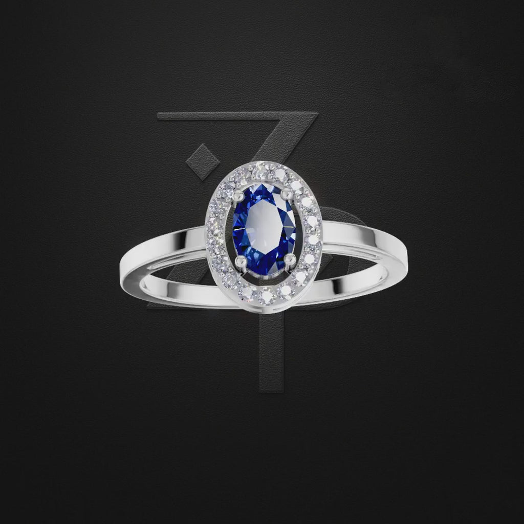 Laboratory Grown Diamond And Sapphire Engagement Ring