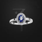 Laboratory Grown Diamond And Sapphire Engagement Ring