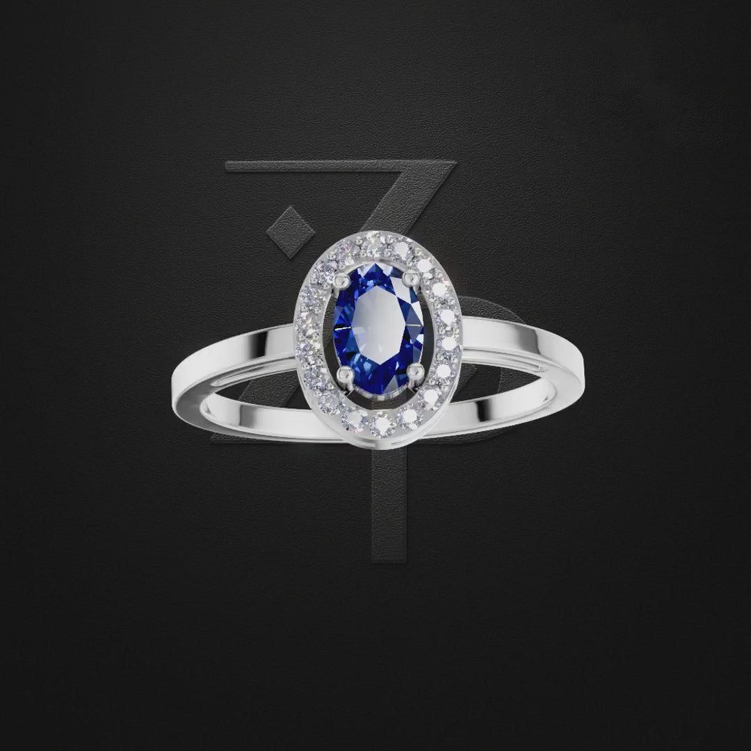 Laboratory Grown Diamond And Sapphire Engagement Ring