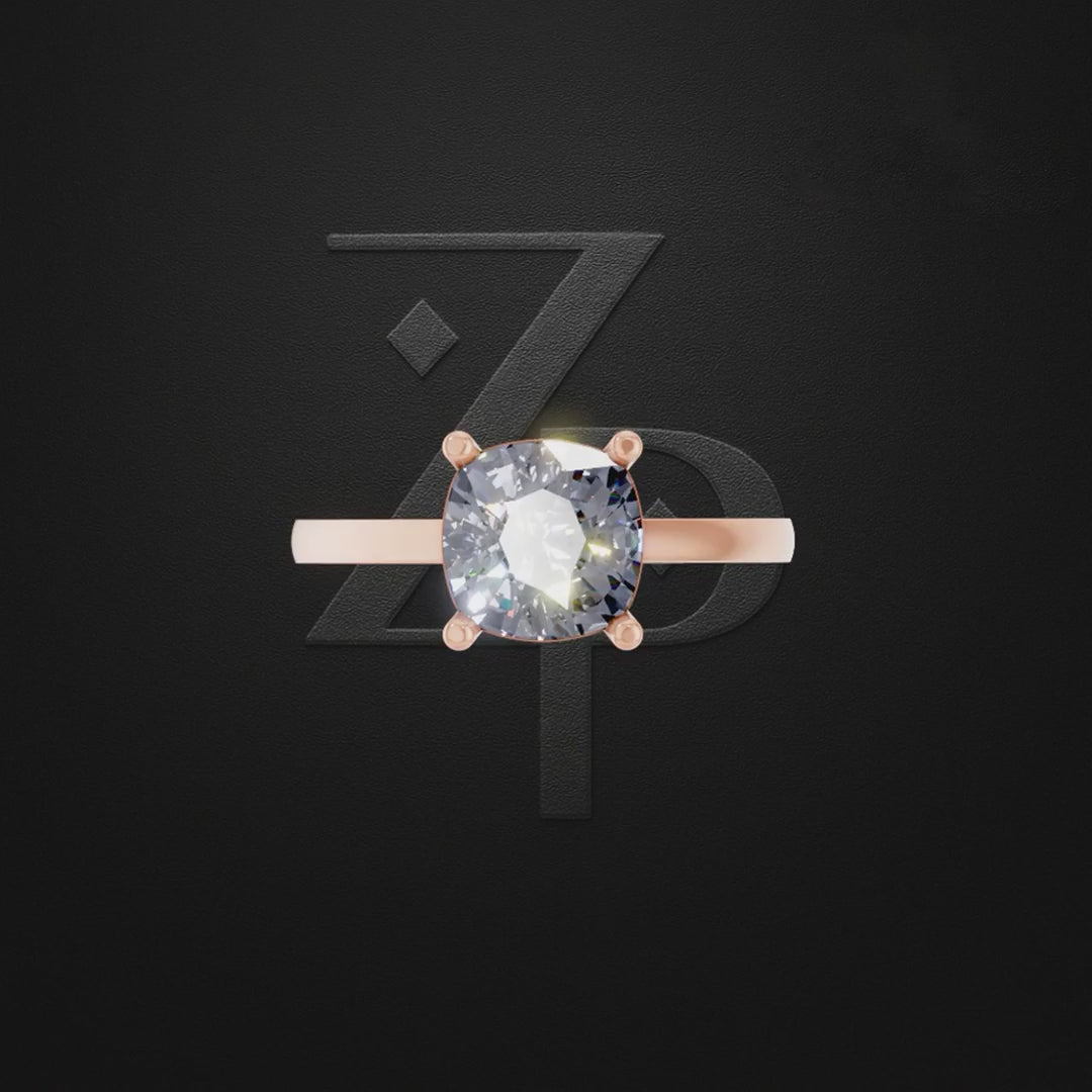 2.5 Carat Cushion Engagement Ring 18K Gold Laboratory Grown Diamond Luxury Ring